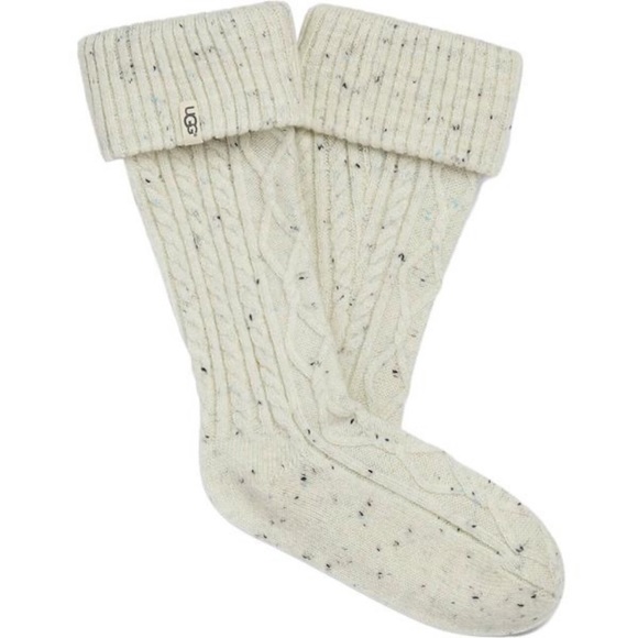 UGG Tall Boot Socks in Cream. Shaye Rain Boot Socks Cable Knit Knee High NEW NIB - Picture 3 of 9